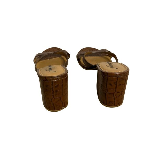 Free People Charlie-V Heel, Open Toe Brown Croc Sandals Size 37 - Picture 5 of 6